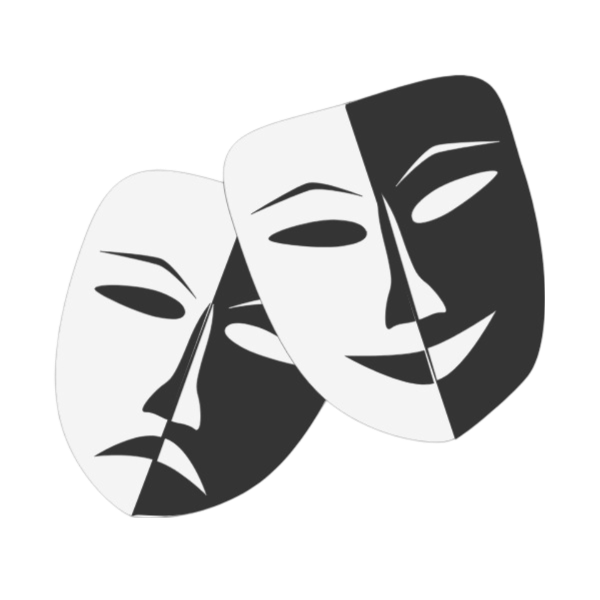 imagen de mascaras de teatro blanco y negro